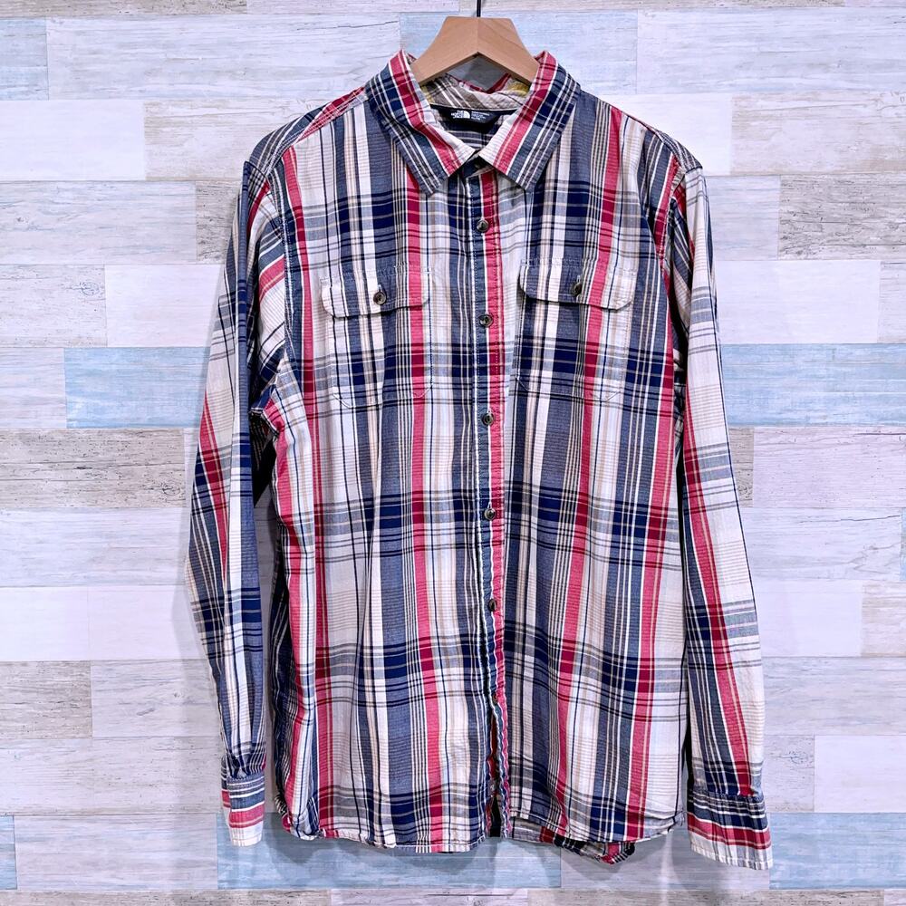 The North Face Long Sleeve Ridgecrest Shirt Plaid Cotton Ripstop Hiking Mens XL